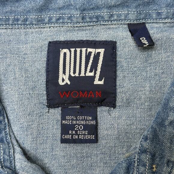 Quizz Shirt 20 Blue Denim Short Sleeve Embroidered Casual Bears Daisy Teachers - Picture 4 of 8